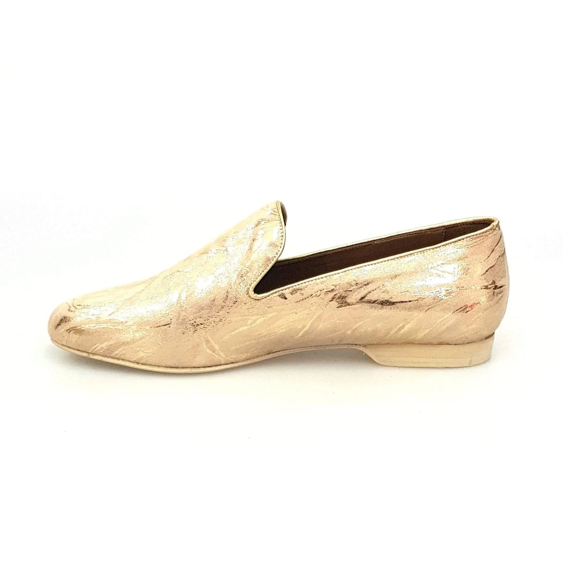 Mocassino da uomo Wish Dance Shop in pelle lavorata stile Orly oro, scarpa elegante e raffinata.