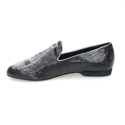 Scarpa mocassino uomo in paglia nera con suola in gomma, stile casual e comfort, marca Wish Dance Shop.