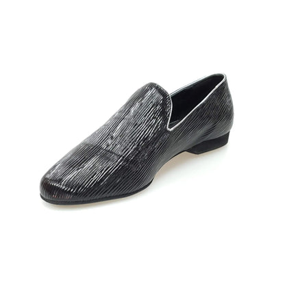 Scarpa mocassino uomo in paglia nera con suola in gomma, stile casual e confortevole, ideale per l'estate.