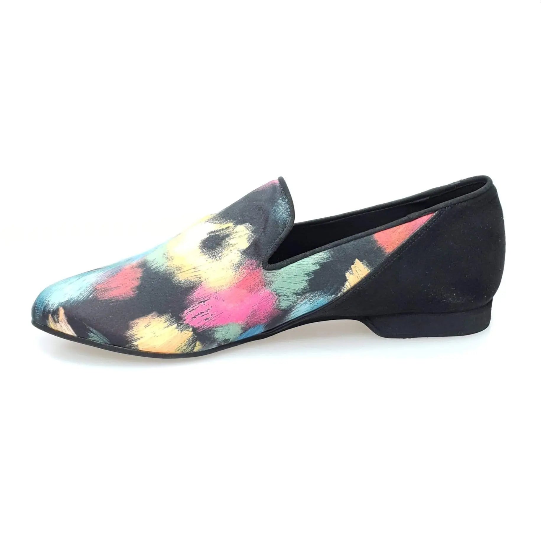 Scarpa mocassino uomo Serse (800B) in stile Picasso nero con tallone in camoscio nero, marca Wish Dance Shop.