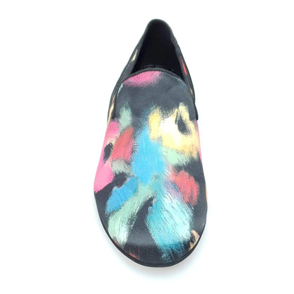 Mocassino da uomo Serse (800B) in stile Picasso nero con tallone in camoscio nero, scarpa elegante Wish Dance Shop