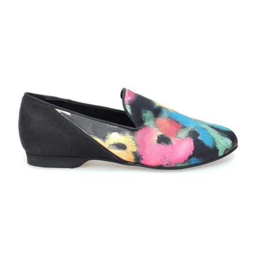 Scarpa mocassino da uomo Serse (800B) in stile Picasso nero con tallone in camoscio nero, marca Wish Dance Shop.