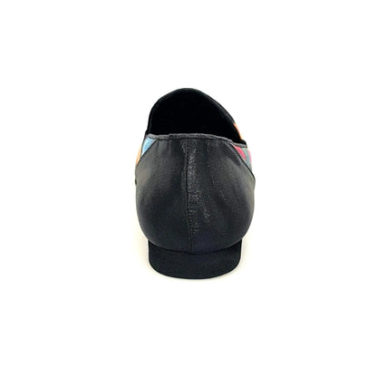 Scarpa mocassino da uomo Serse (800B) in tessuto nero con dettaglio in lurex nero, con tallone lucido, marca Wish Dance Shop