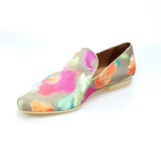 Scarpa mocassino da uomo Iris Gold Green in tessuto Picasso verde, modello Serse Iris Gold Green (800).
