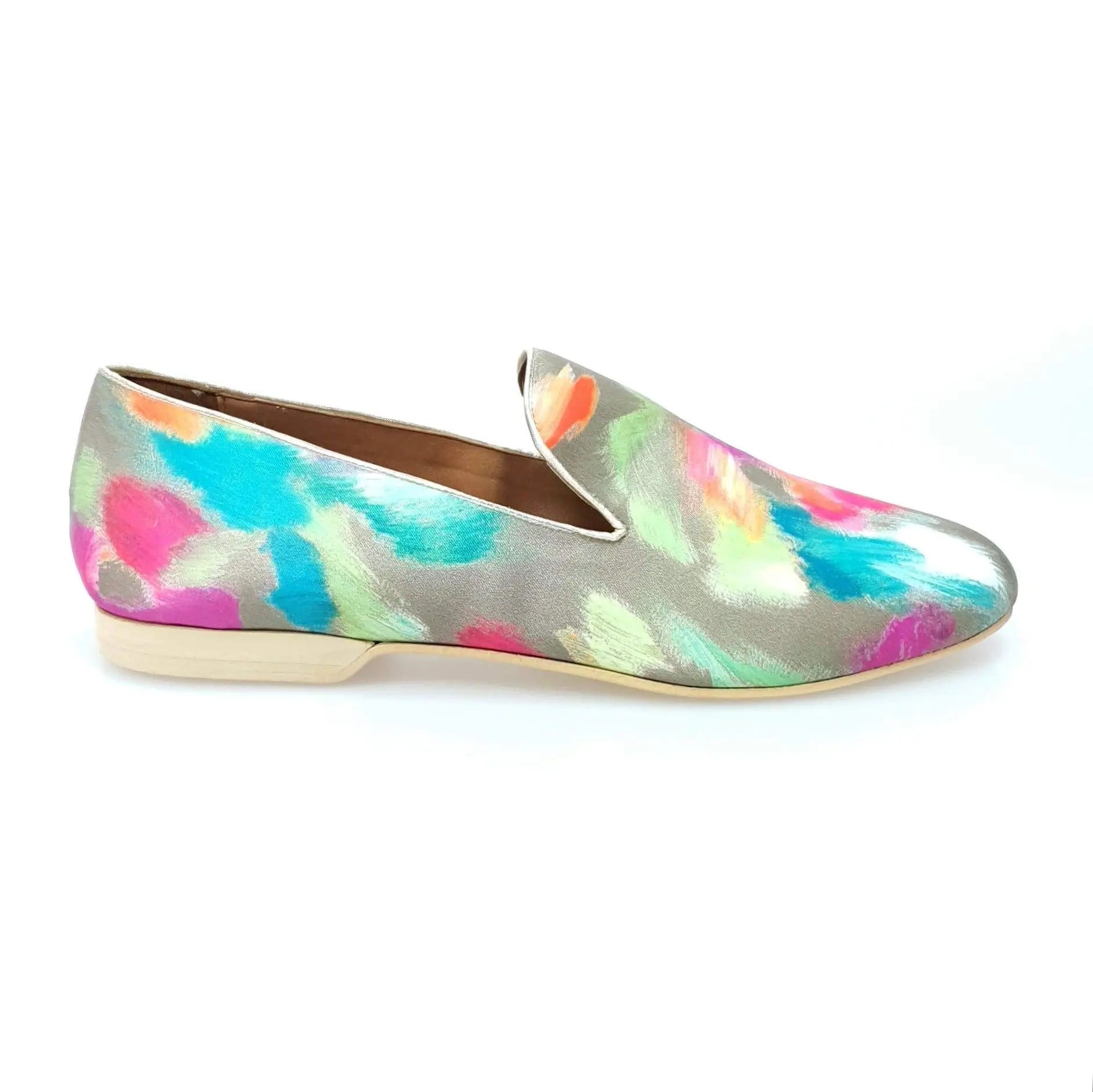 Mocassino da uomo Iris Gold Green in tessuto Picasso verde, scarpa Wish Dance Shop con dettagli eleganti e stile raffinato.