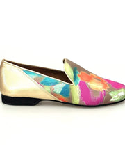 Carica immagine nella Galleria, Wish Dance Shop Mocassino Uomo in Picasso Verde e Tallone in Lurex Oro
