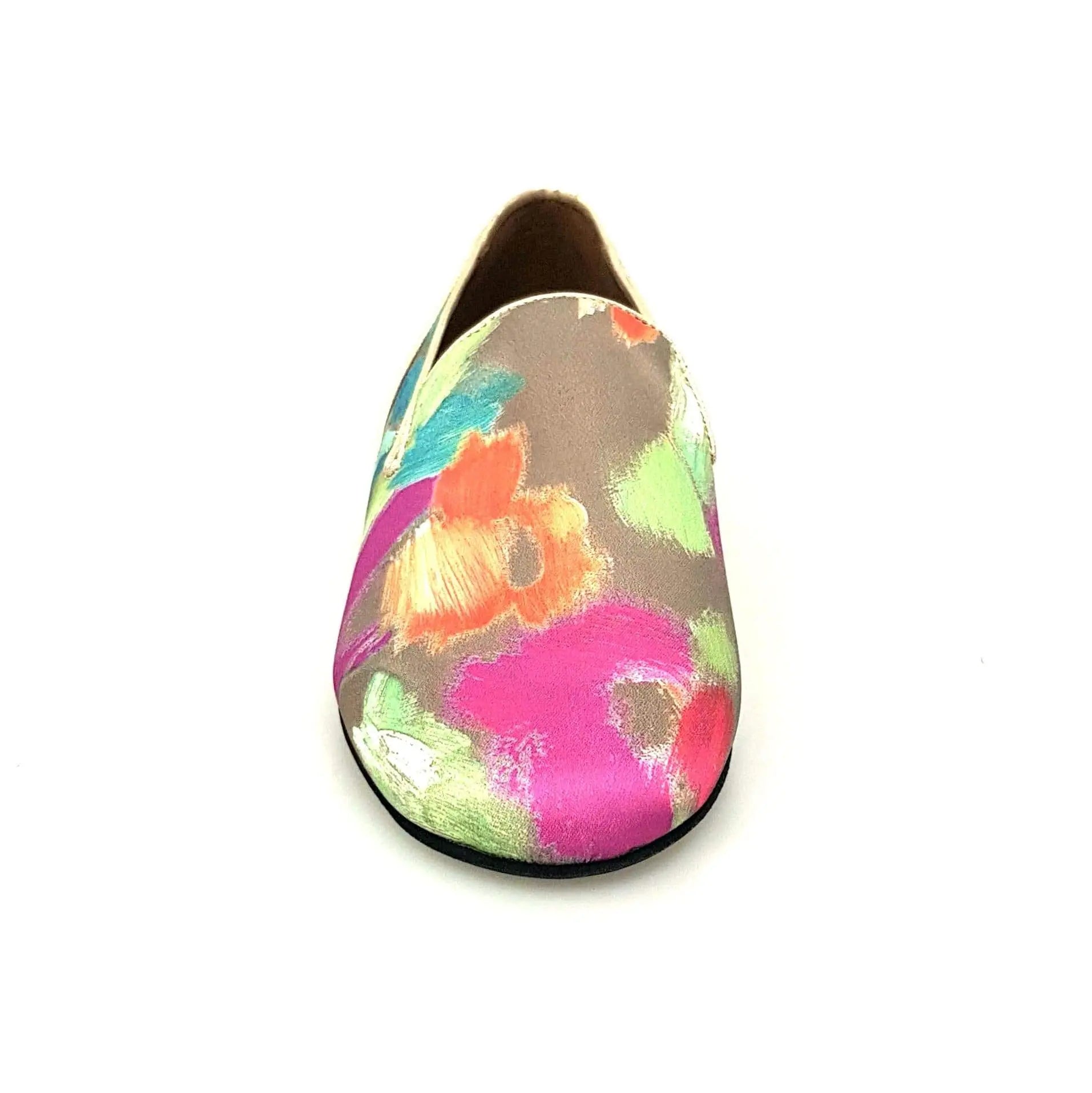Mocassino uomo in tessuto verde Picasso con tallone in lurex oro, scarpa elegante e comoda in stile casual.
