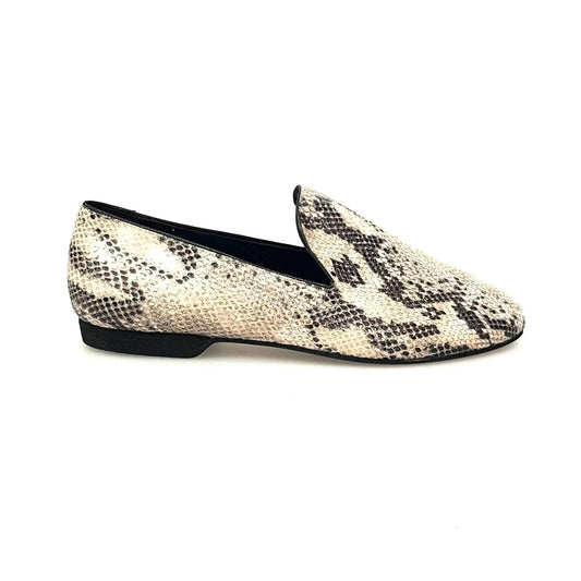 Scarpa mocassino da uomo in pitone beige di Wish Dance Shop, elegante e raffinato, dettagli in pelle pitone naturale.
