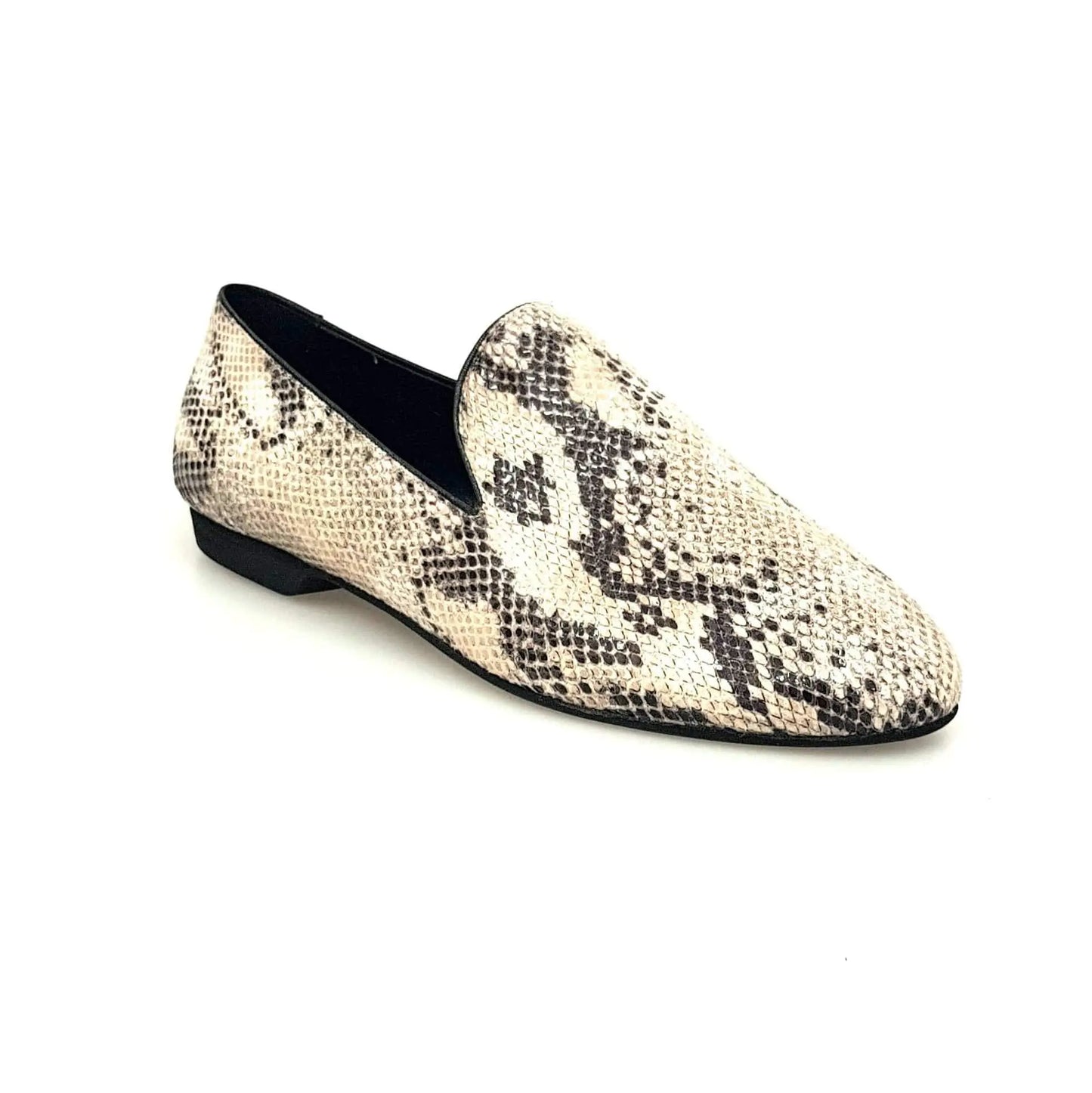 Scarpa mocassino da uomo Wish Dance Shop in pitone beige, elegante e elegante, con dettagli in pelle e suola robusta.