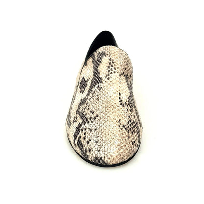 Mocassino da uomo Serse (800) in pitone beige, scarpa elegante di Wish Dance Shop, con dettagli in pelle e suola antiscivolo