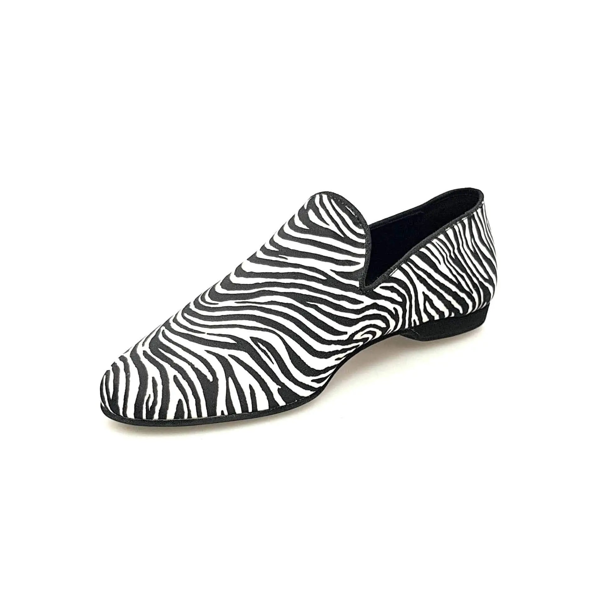 Mocassino da uomo Serse (800) in raso di seta zebrato, scarpa elegante di Wish Dance Shop, con dettagli in stile animalier.