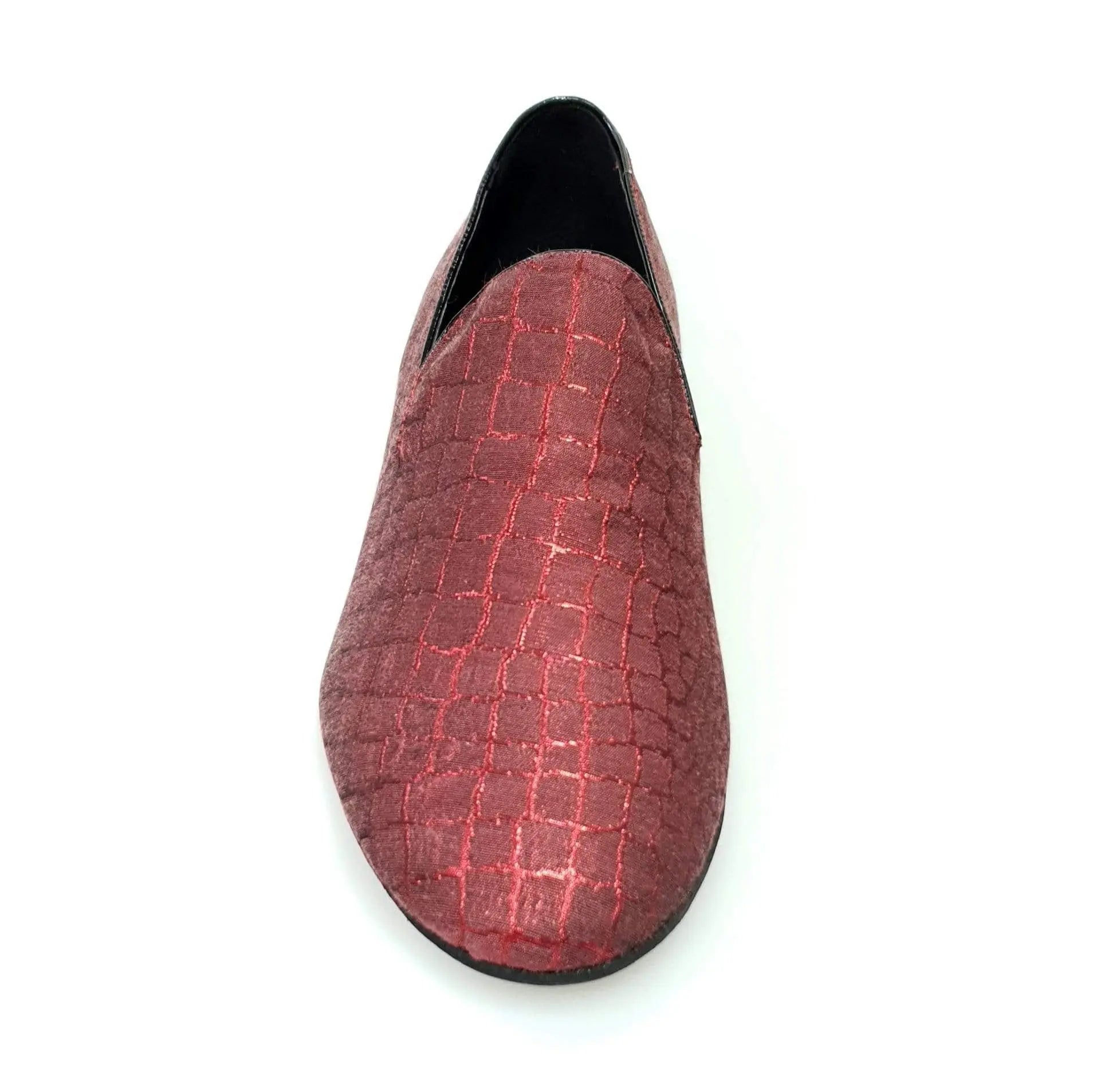 Scarpa mocassino da uomo Wish Dance Shop in tessuto Sunset rosso, con dettagli lavorati e suola resistente.