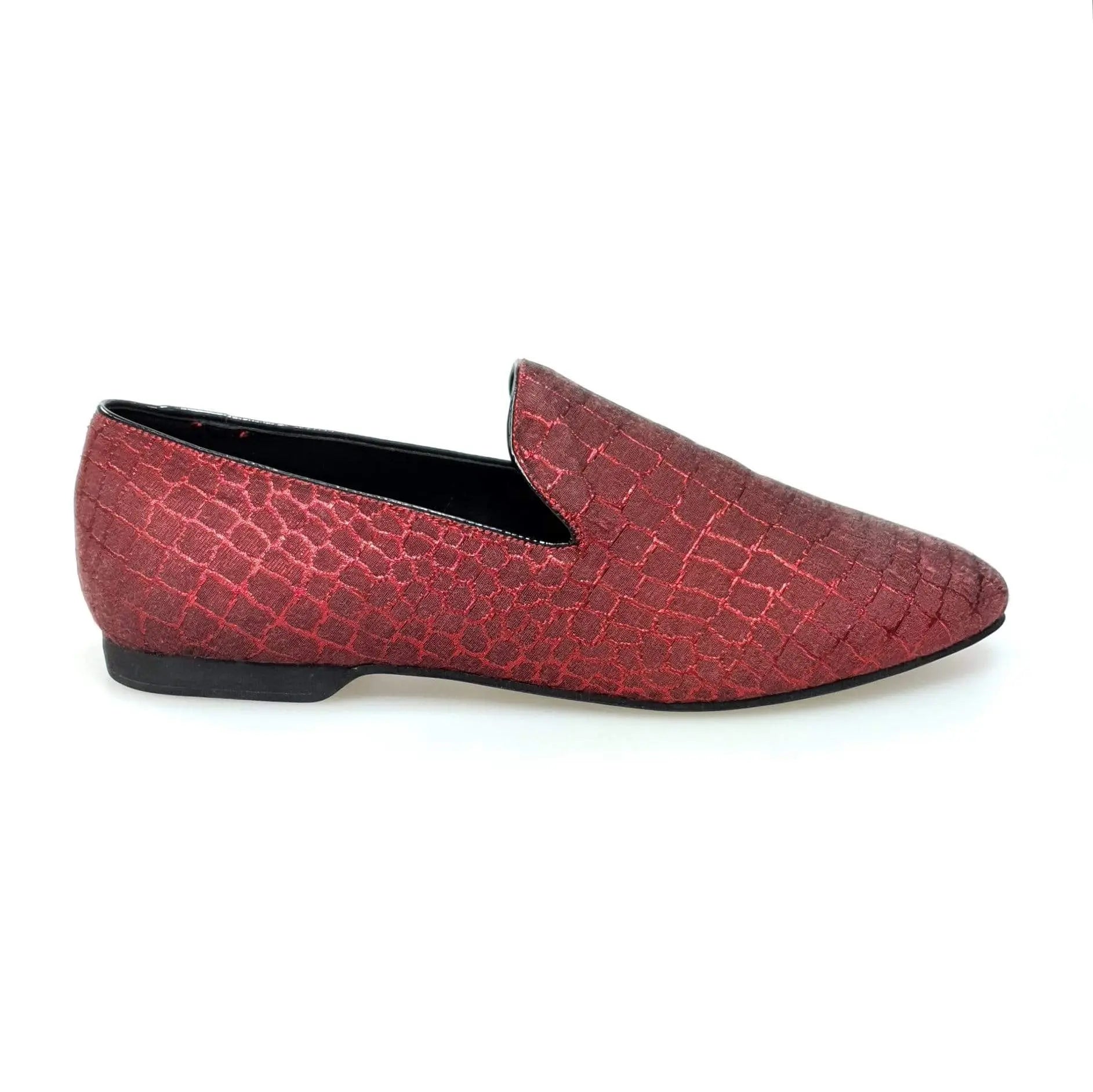 Mocassino da uomo Wish Dance Shop in tessuto Sunseet rosso, con dettagli lavorati, elegante e comodo.