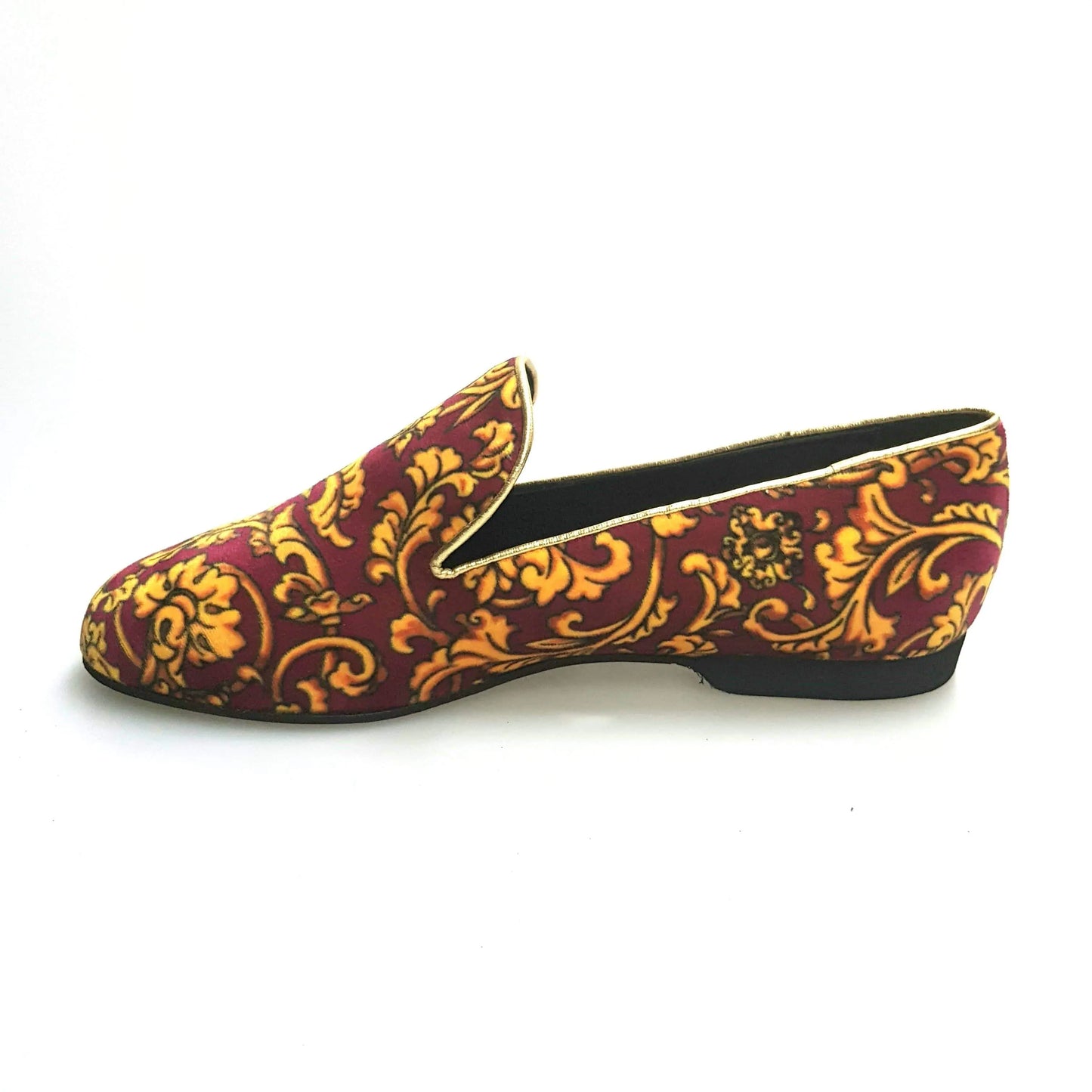 Mocassino da uomo Serse (800) in velluto Tudor magenta, scarpa elegante con lavorazione dettagliata, marca Wish Dance Shop