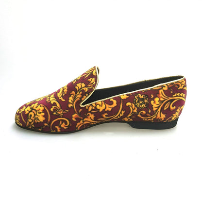 Mocassino da uomo Serse (800) in velluto Tudor magenta, scarpa elegante con lavorazione dettagliata, marca Wish Dance Shop