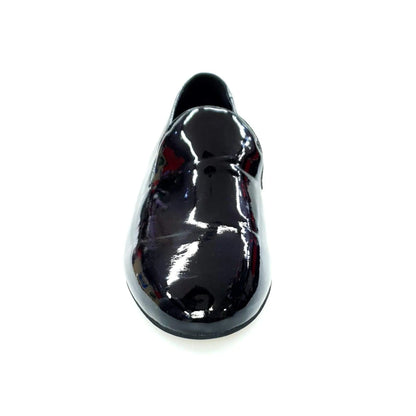Mocassino da uomo Wish Dance Shop in vernice nera con profili neri, scarpa elegante in stile classico.