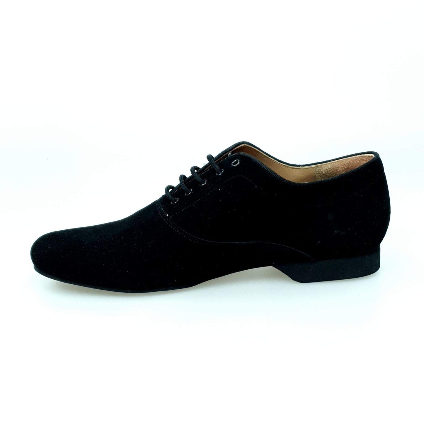 Scarpa stringata da uomo Malaga MS07 in camoscio nero con chiusura Oxford, forma tonda, marca Wish Dance Shop