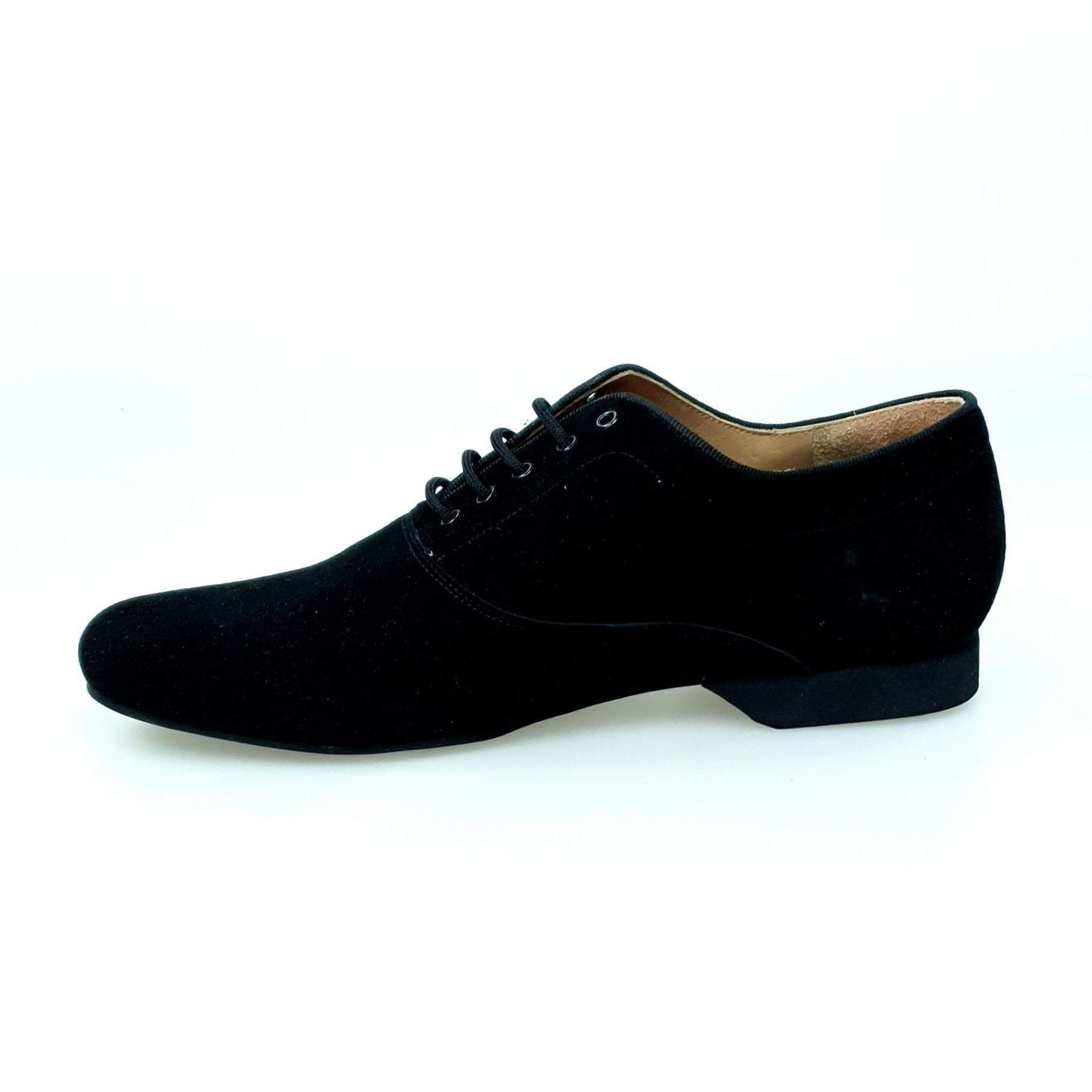 Scarpa stringata da uomo Malaga MS07 in camoscio nero con chiusura Oxford, forma tonda, marca Wish Dance Shop