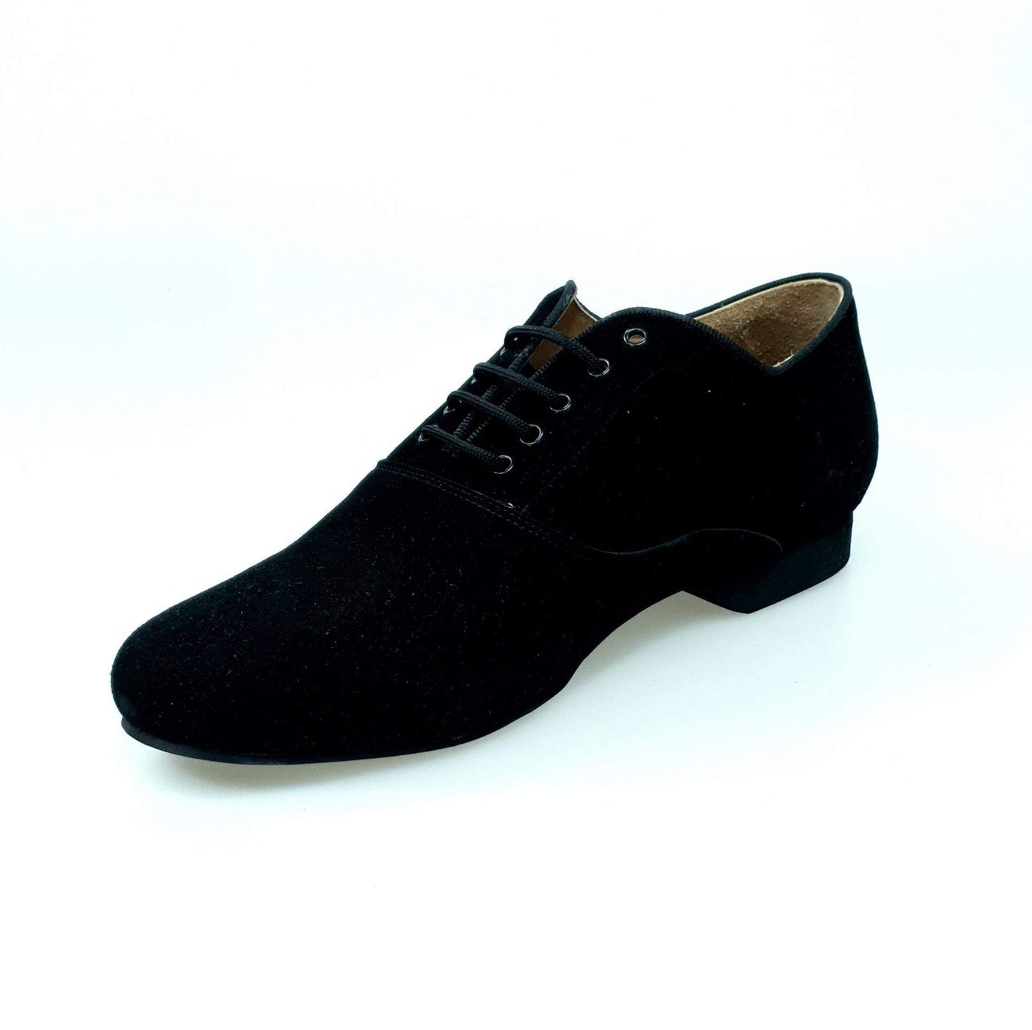 Scarpa da uomo Malaga MS07 in camoscio nero con chiusura stringata, forma tonda, stile Oxford, marca Wish Dance Shop