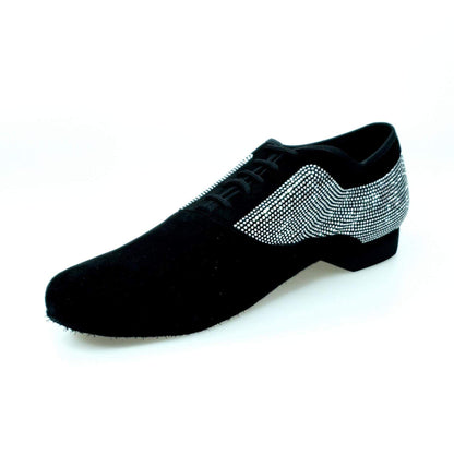 Scarpa stringata da uomo Malaga Broadway Wish Dance Shop in camoscio nero con suola in borch forma tonda.