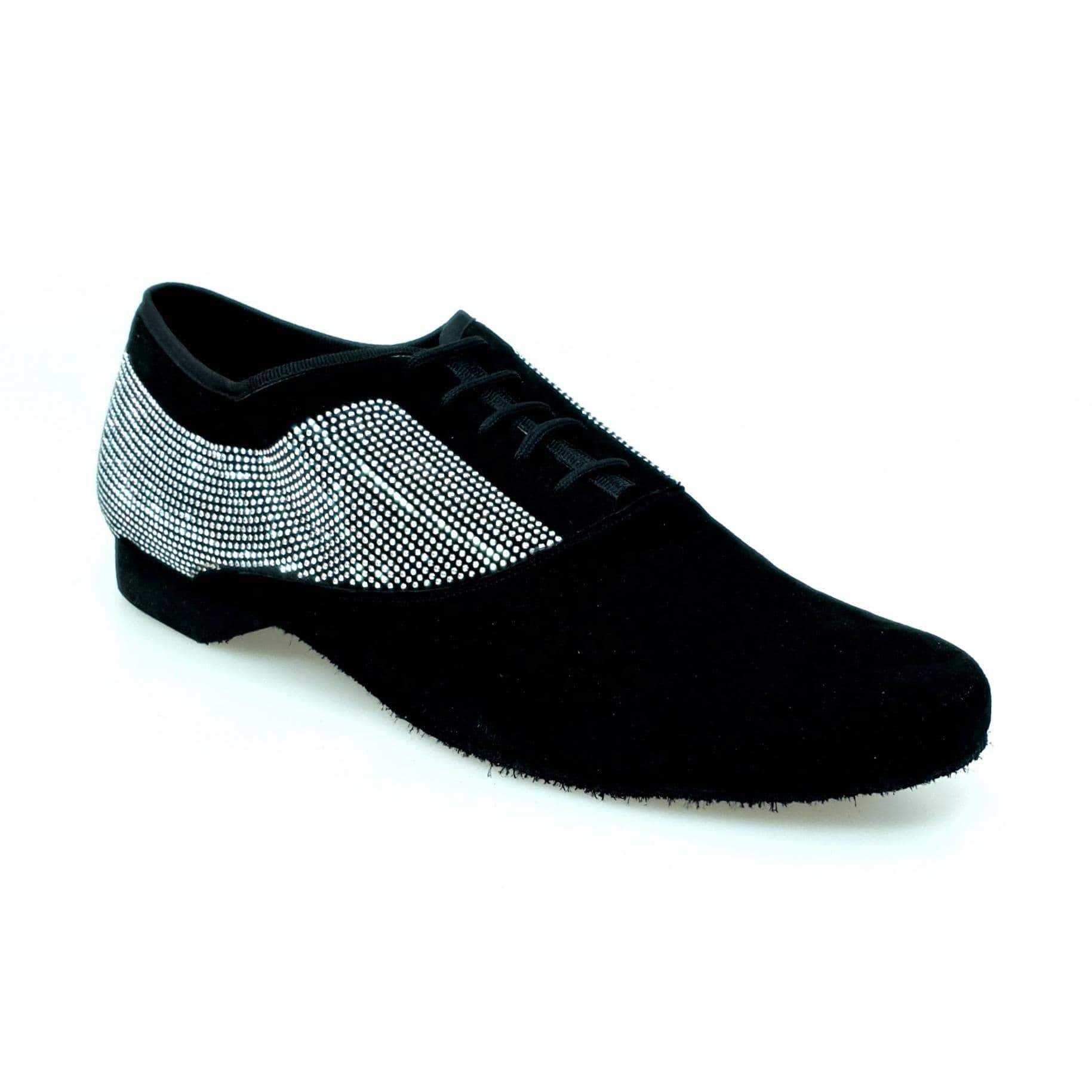 Scarpa stringata uomo Malaga Broadway Wish Dance Shop in camoscio nero con suola Brill Borch, forma tonda, chiusura Oxford.