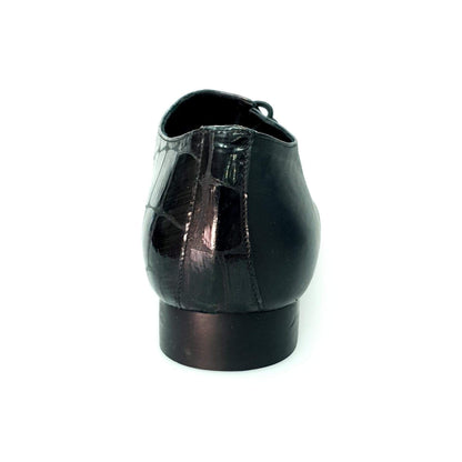 Scarpa da uomo Franco MS19 in pelle nera e cocco nero, con forma tonda e dettagli eleganti, marca Wish Dance Shop