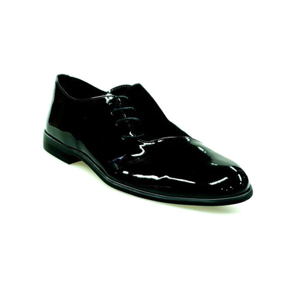 Scarpa da uomo Wish Dance Shop PABLO PJ, stringata in vernice nera e camoscio nero con suola Microlight.