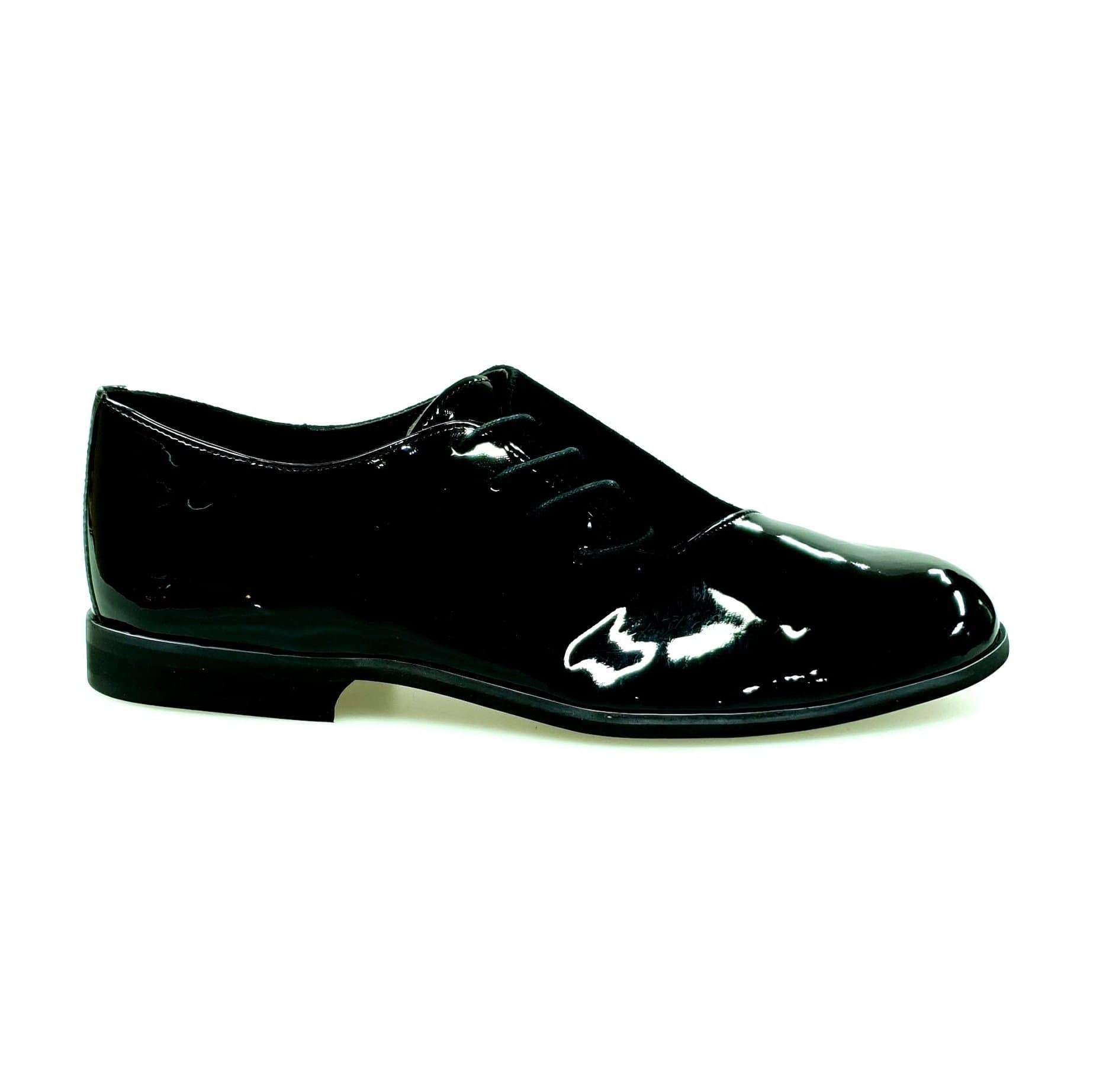 Scarpa uomo PABLO PJ Wish Dance Shop, stringata in vernice nera e camoscio nero con suola in Microlight.