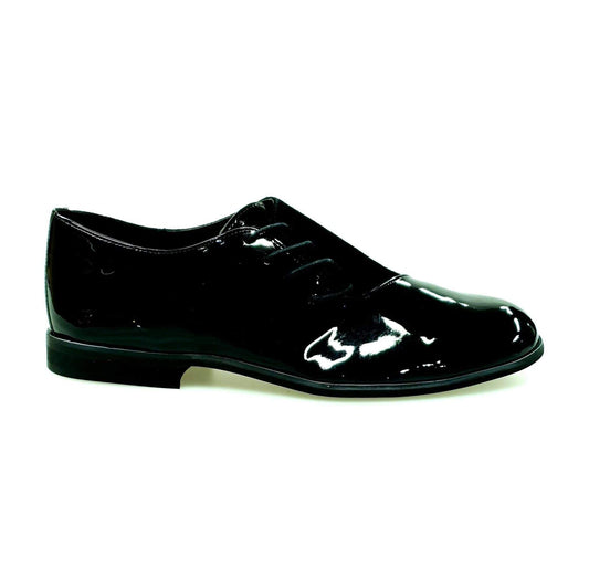 Scarpa uomo PABLO PJ Wish Dance Shop, stringata in vernice nera e camoscio nero con suola in Microlight.