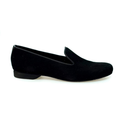 Mocassino da uomo Boris MS20 in camoscio nero con punta tonda, scarpa elegante in stile classico, marca Wish Dance Shop.