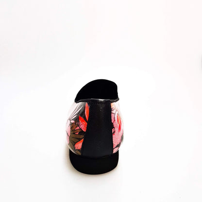 Mocassino uomo Pasiòn MS20 in metallo tridimensionale Fleur Fucsia con dettagli oro e profilo nero, forma lunga, Wish Dance Shop