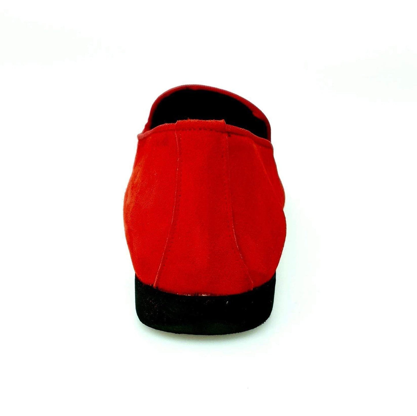 Mocassino da uomo Boris MS20 in camoscio rosso con dettagli rossi, forma lunga e tacco in micro, scarpa elegante Wish Dance Shop