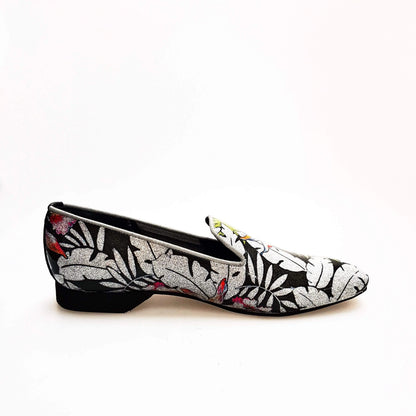 Mocassino da uomo Pasiòn MS20 in metallo tridimensionale Fleur Silver, profilo grigio, forma lunga, scarpa elegante Wish Dance Shop