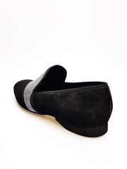 Carica immagine nella Galleria, Wish Dance Shop Ms22 Crystal Nero Mocassino in Camoscio Nero e Swarovski a specchio Argento
