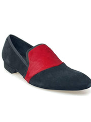 Carica immagine nella Galleria, Wish Dance Shop Ms22 Mocassino in Camoscio Nero e Cavallino Rosso

