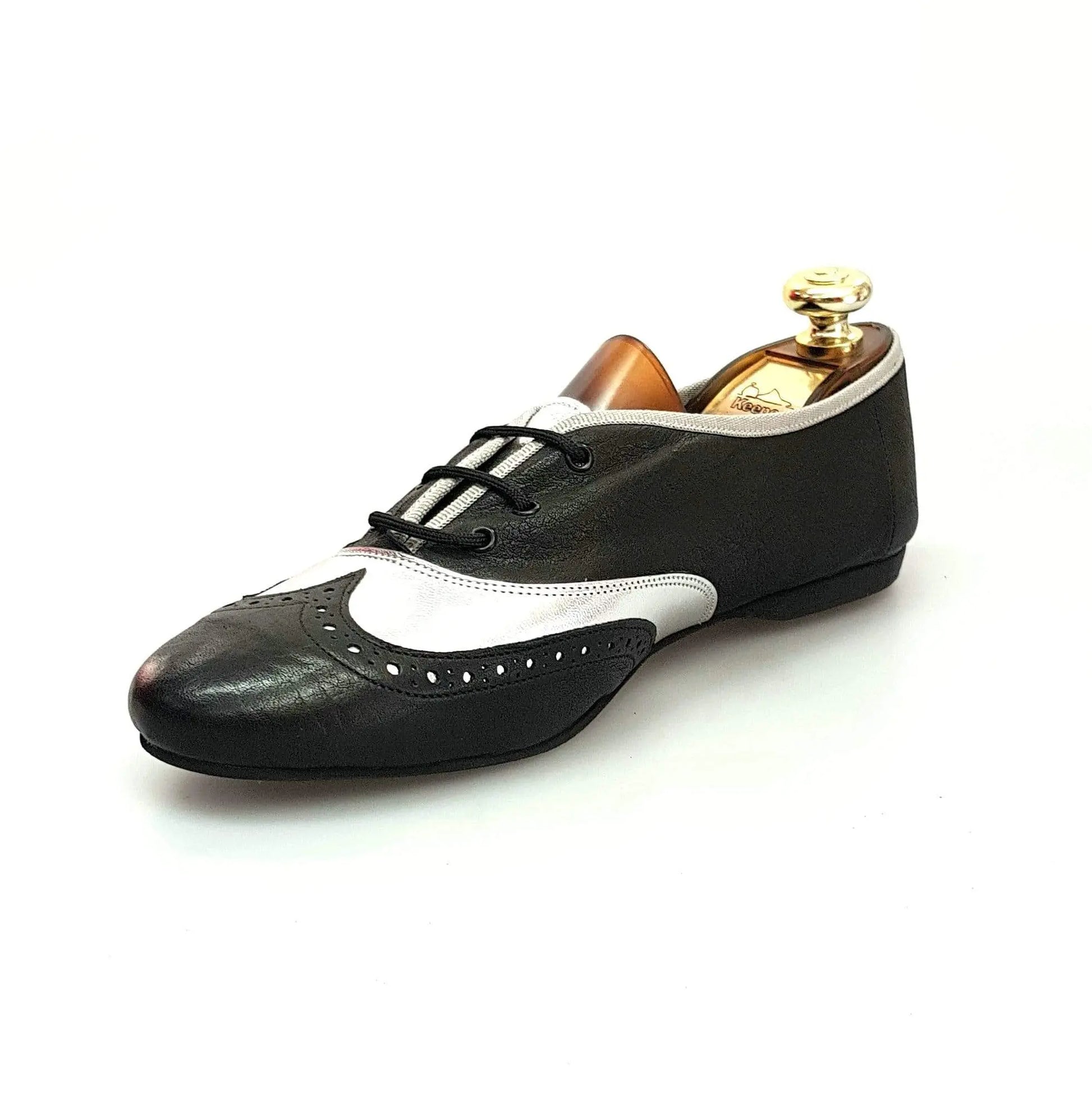 Scarpa jazz Eddy NY08 Wish Dance Shop con pelle nera e inserto in pelle argento, comoda e elegante per danza jazz.