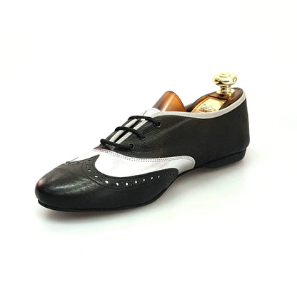 Scarpa jazz Eddy NY08 Wish Dance Shop con pelle nera e inserto in pelle argento, comoda e elegante per danza jazz.