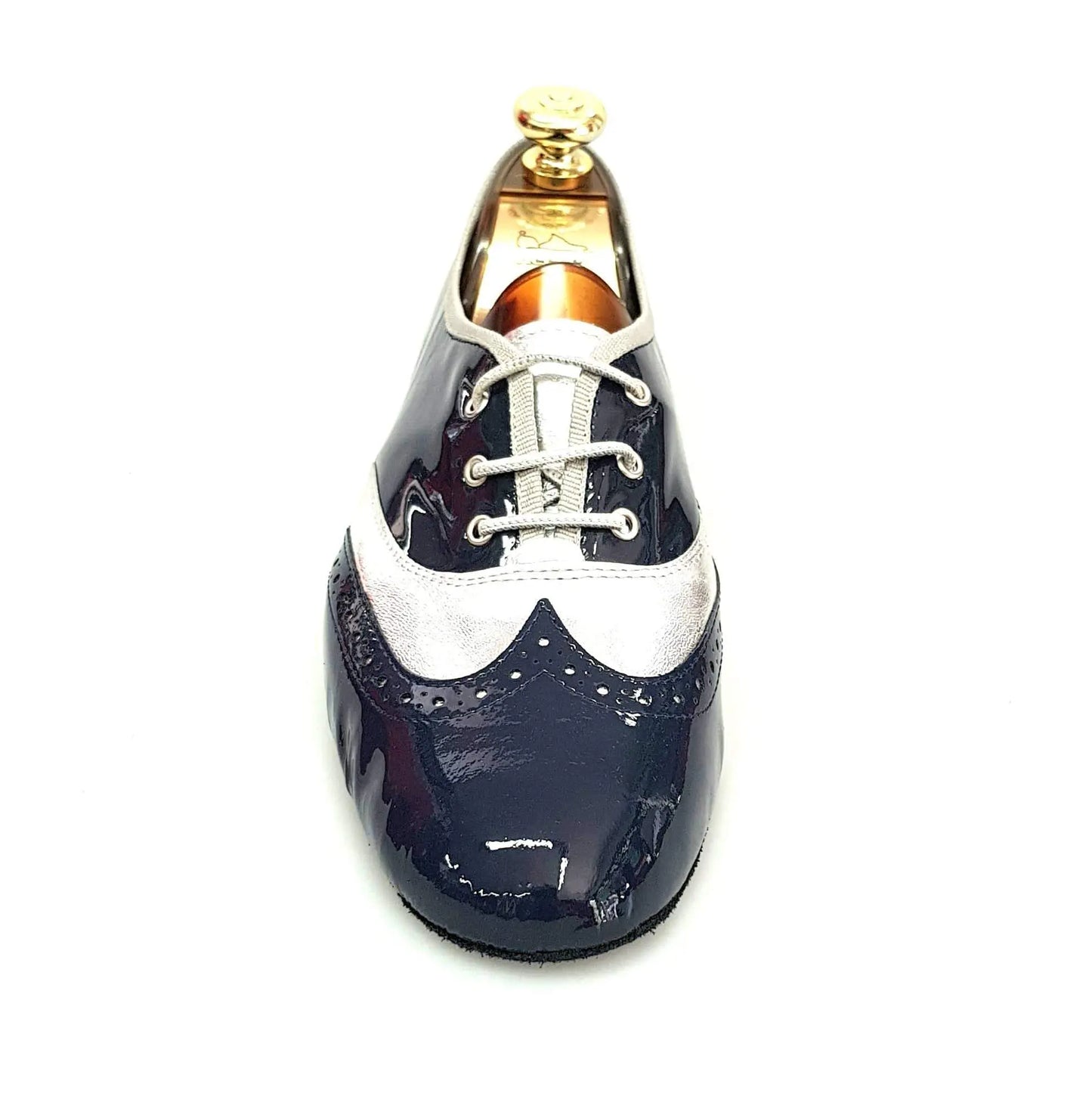 Scarpa jazz Eddy NY08 Wish Dance Shop in vernice blu notte e pelle silver, elegante e confortevole per danza jazz.