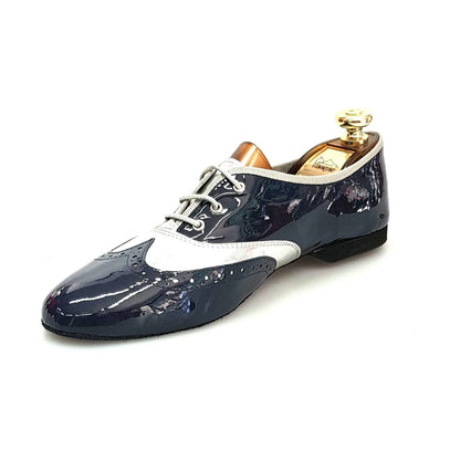 Scarpa jazz Eddy NY08 di Wish Dance Shop in vernice blu notte e pelle silver, con design elegante e comodo.