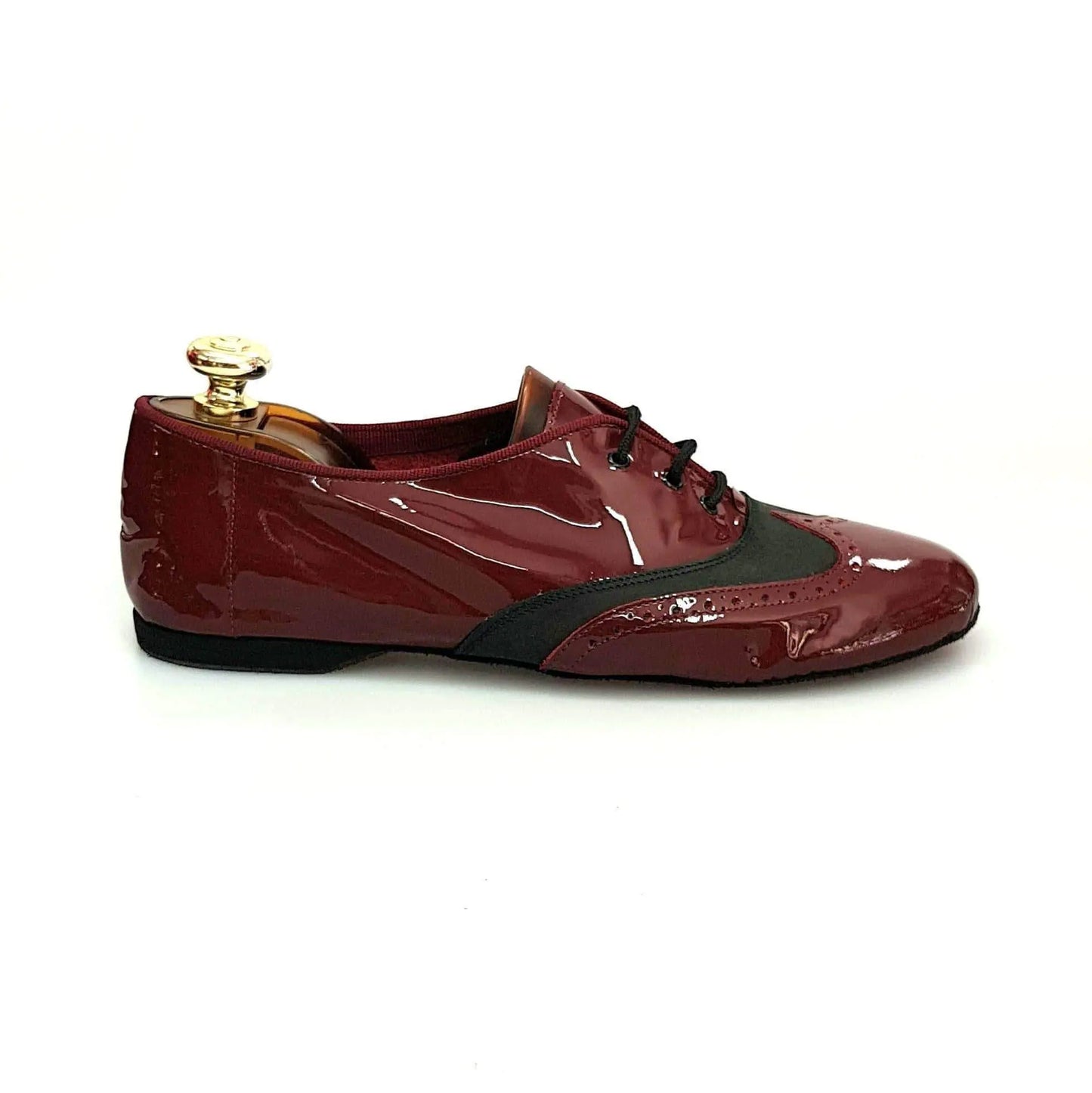 Scarpa jazz Eddy NY08 di Wish Dance Shop in vernice Bordeaux e pelle nera, con suola in gomma e design elegante per ballo.