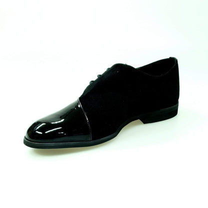 Scarpa stringata uomo Wish Dance Shop PABLO PJ in vernice e camoscio nero con suola Microlight, stile elegante e confortevole