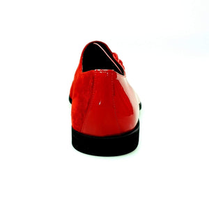 PABLO PJ (MS19PJ) - Scarpa da Uomo Stringata in Vernice Rossa e Camoscio Rosso con Fondo in Microlight