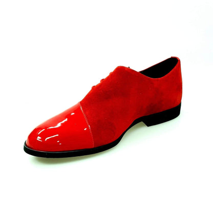 Scarpa da uomo PABLO PJ in vernice rossa e camoscio rosso, con suola in Microlight, stile elegante e moderno