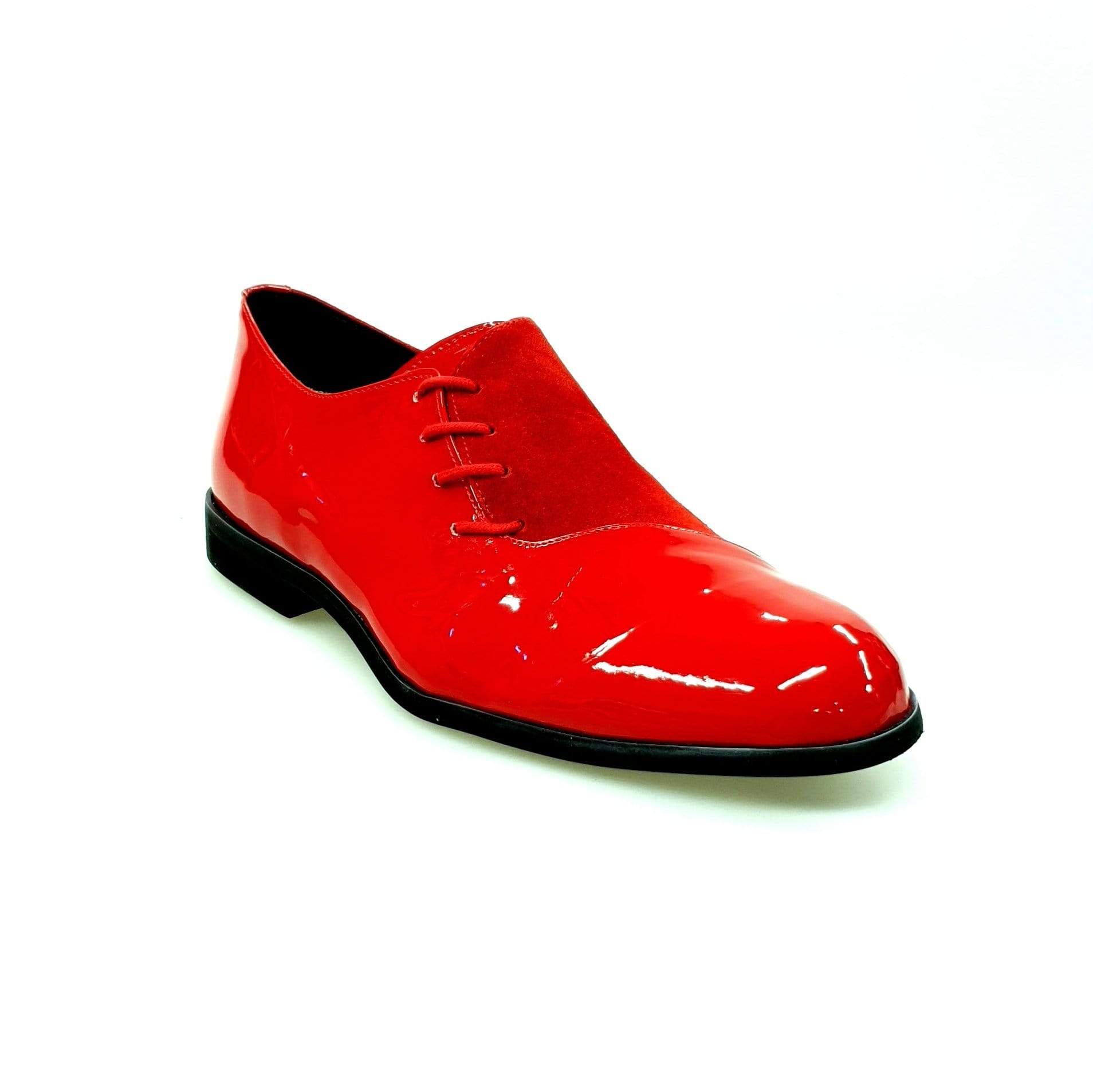 Scarpa stringata uomo PABLO PJ in vernice rossa e camoscio rosso con suola in Microlight, stile elegante e moderno