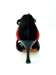 Load image into Gallery viewer, Wish Dance Shop Sandalo in Camoscio Rosso e Nero Modello Fiore
