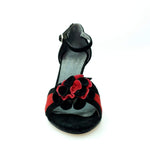 Carica immagine nella Galleria, Wish Dance Shop Sandalo in Camoscio Rosso e Nero Modello Fiore
