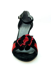 Load image into Gallery viewer, Wish Dance Shop Sandalo in Camoscio Rosso e Nero Modello Fiore
