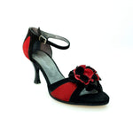 Carica immagine nella Galleria, Wish Dance Shop Sandalo in Camoscio Rosso e Nero Modello Fiore

