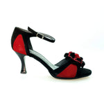 Carica immagine nella Galleria, Wish Dance Shop Sandalo in Camoscio Rosso e Nero Modello Fiore
