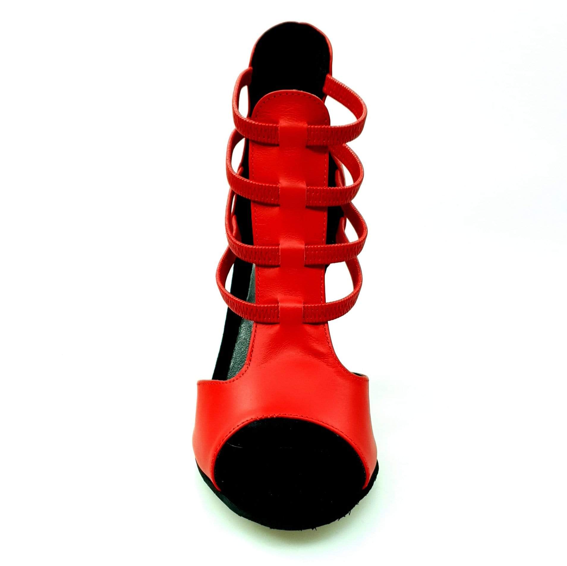 Sandalo Diabla Roja 460PW in pelle rossa con elastici e tacco a spillo rivestito in vera pelle italiana.